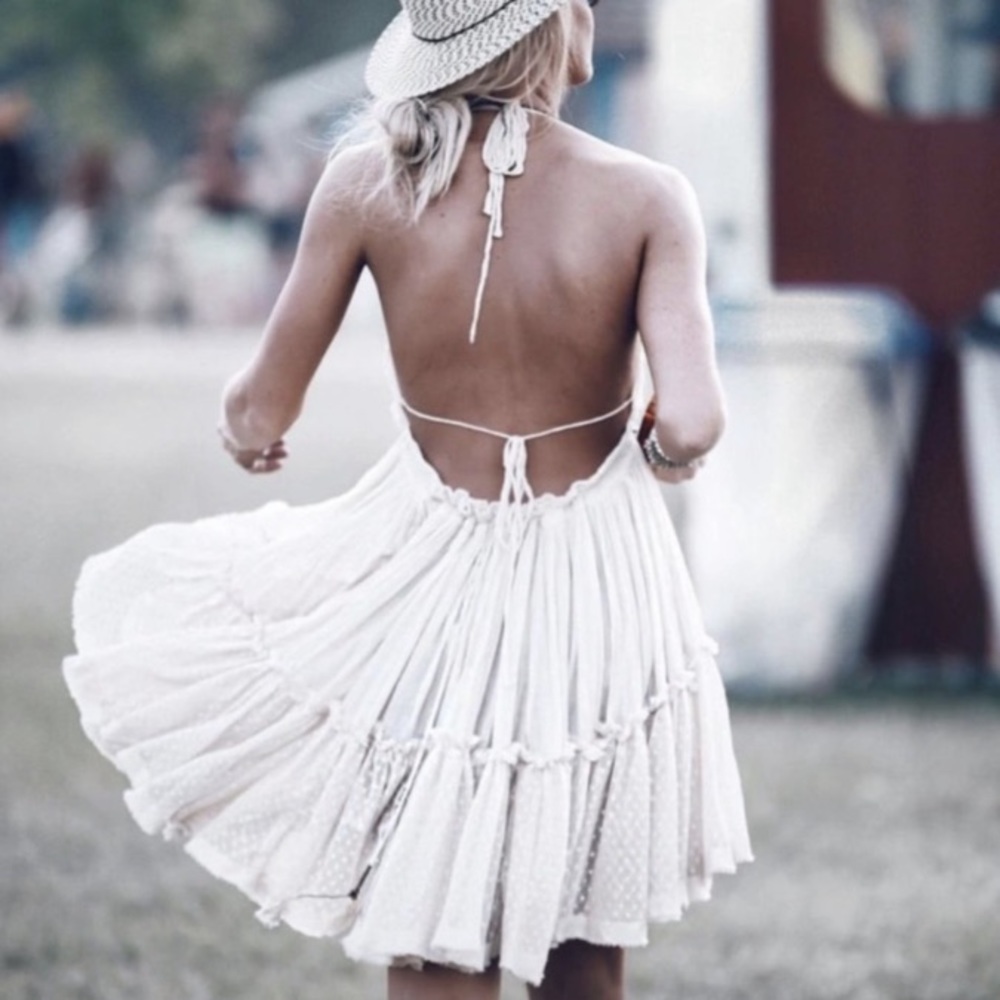 🔹New🔹Distressed Ruffle Boho Halter Dress - Picture 5 of 7